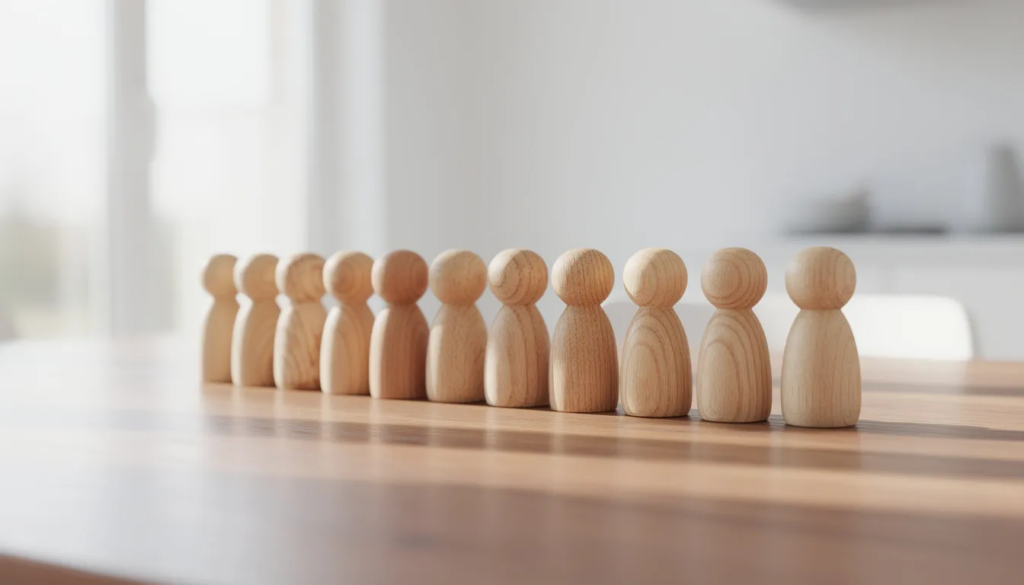 Familieopstelling met poppetjes